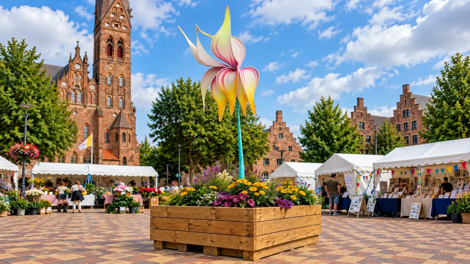 Blomsterkasse og eventområde